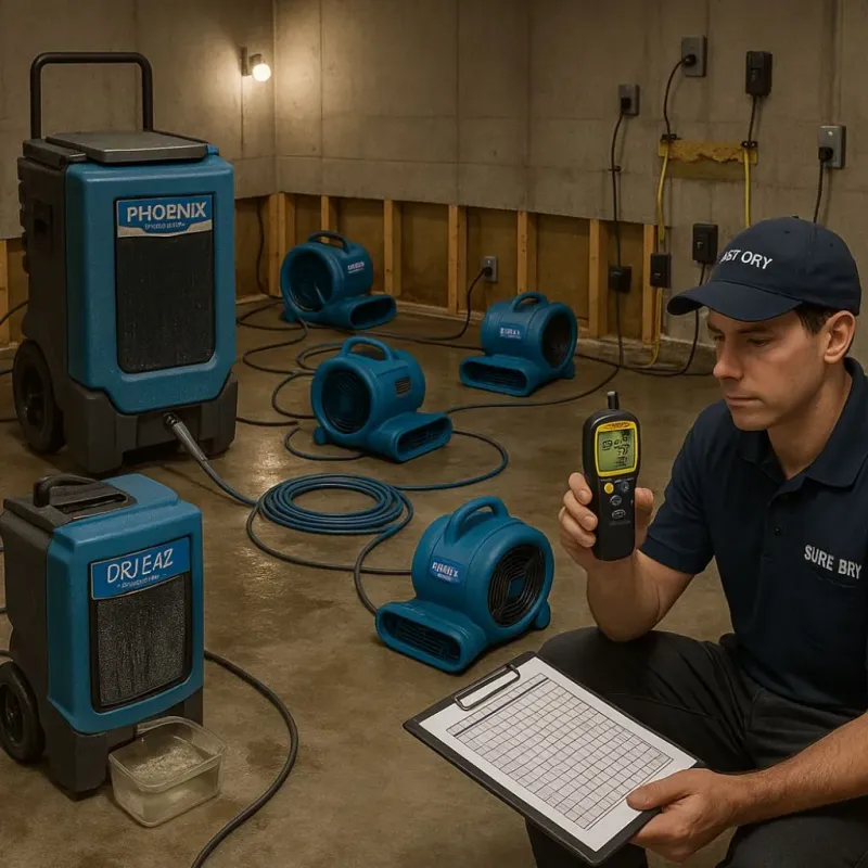 Structural Drying and Dehumidification process in Windsor, CA